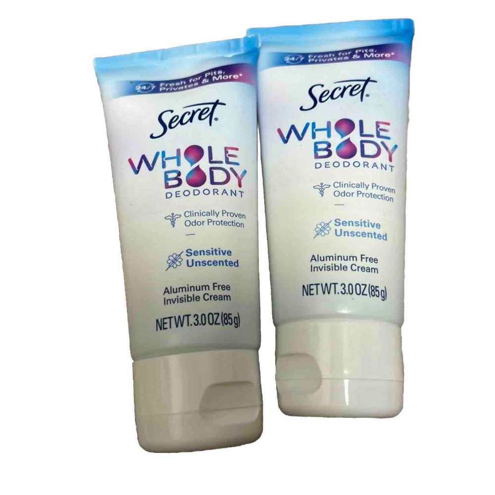 Secret Whole Body Deodorant Cream Bundle lot of 2 Sensitive Unscented 3oz New.